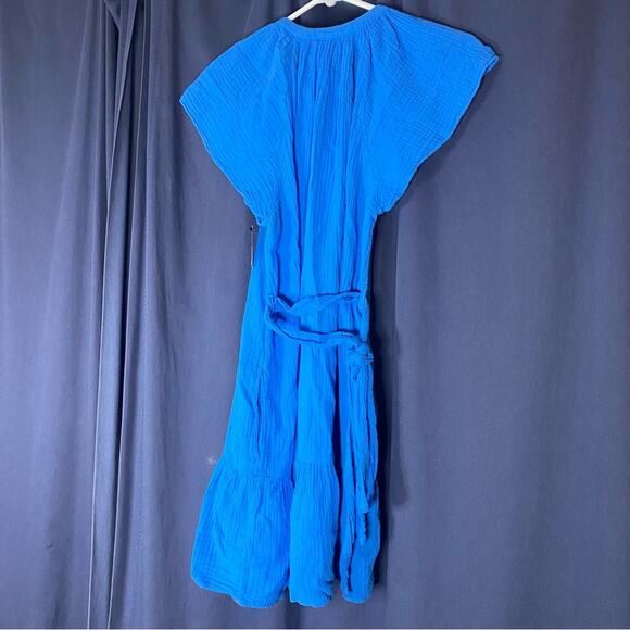 XIRENA Jude Acqua Blue Gauzy Ruffled Mini Cotton Summer Dress Size Medium - Picture 6 of 7